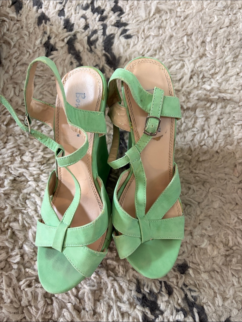BONGO Mint Green Strappy Block Heel Sandals